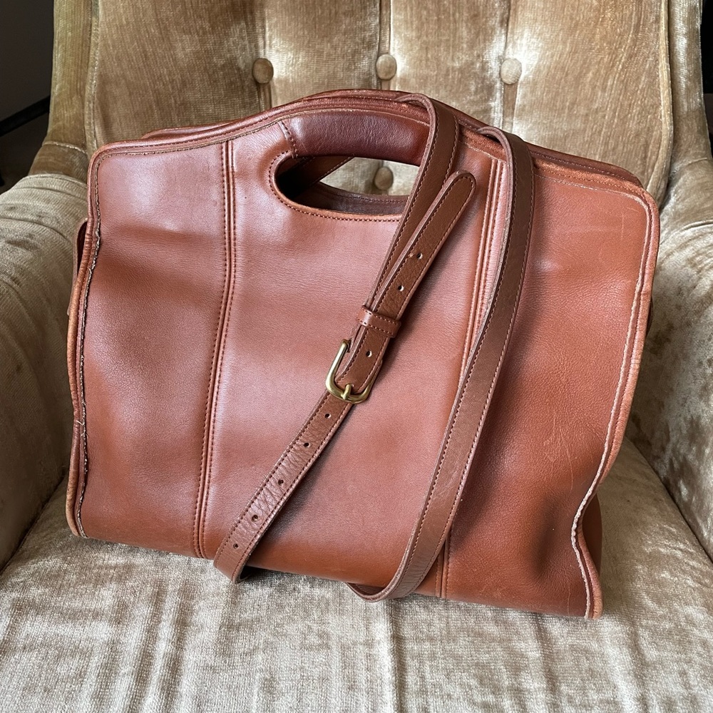 Vintage Coach British Tan Leather 9995 Shopper Tote